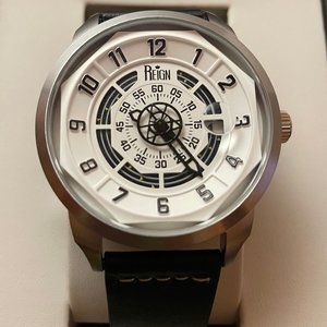 Reign Lafleur Men's Automatic Watch - 45mm, White Dial, Black Leather Strap